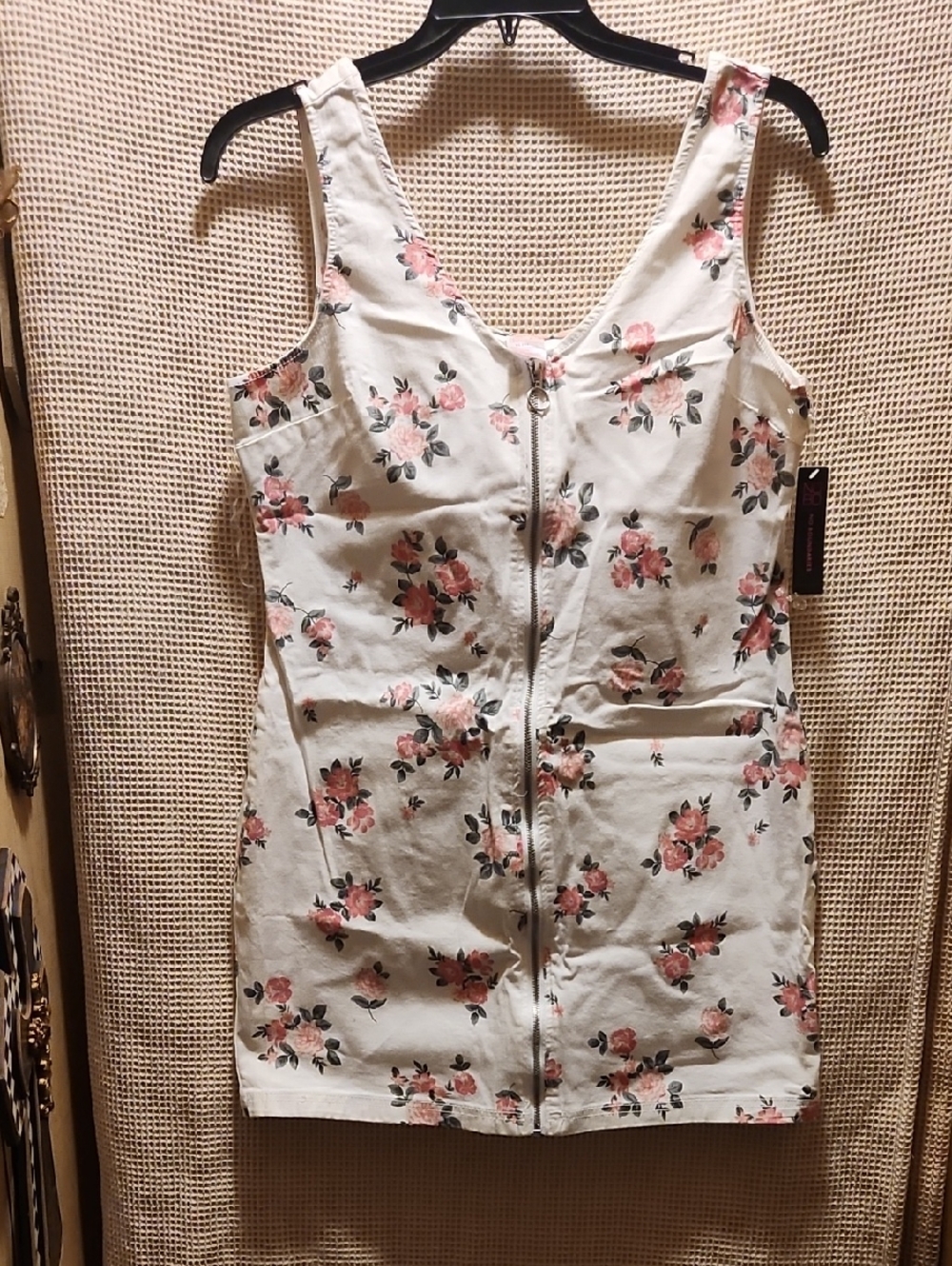 No Boundaries White Floral Zip-Front Mini Dress